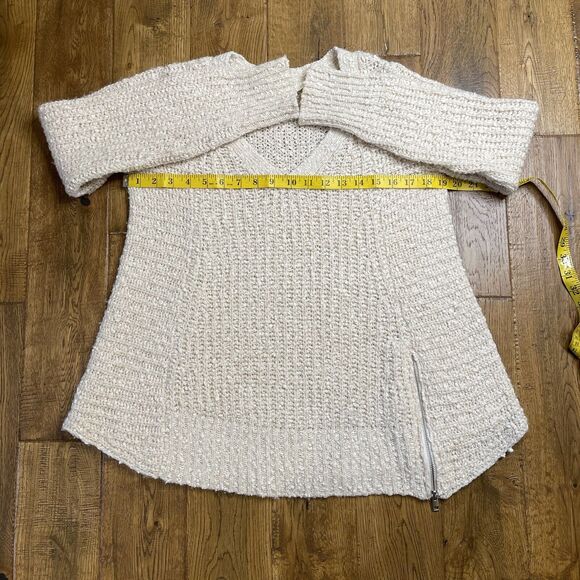 Anthropologie MOTH Women's Nubby Sweater Ivory V Neck Alpaca Wool Side Zip Sz S - Picture 4 of 6
